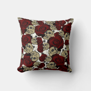 Rote Rosen & Totenköpfe Schwarze Blumen Gothic Wei Kissen