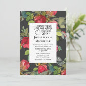 Rote Rosen über Christliche Hochzeiten Einladung (Stehend Vorderseite)