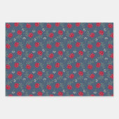 Rote Rosen über den blauen Dusky Oversiico Geschenkpapier Set (Vorderseite 3)
