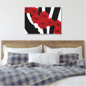 ROTE ROSEN ÜBER DEN SCHWARZEN UND WEISSEN ZEBRA-DR LEINWANDDRUCK (Insitu (Schlafzimmer))