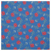 Rote Rosen über Mittelblauer Calico Stoff (Muster)