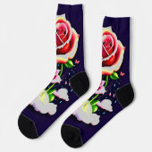 Rote Rosen über Wolke und Schmetterling in Dunkelb Socken (Linkes Detail)