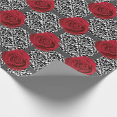 rote Rosen- und B/W-Damaskus-Papierrolle Geschenkpapier (Ecke)