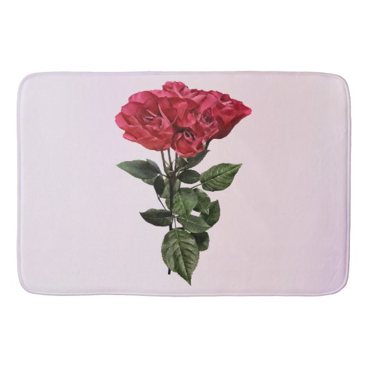 Rote Rosen und Blätter Badematte (Vorderseite)