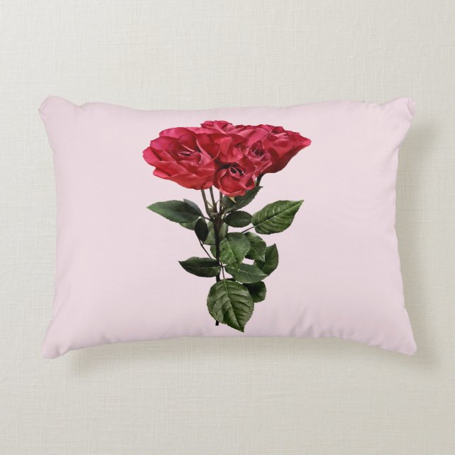 Rote Rosen und Blätter Dekokissen (Vorderseite)