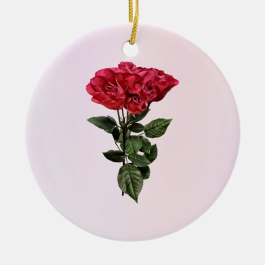Rote Rosen und Blätter Keramik Ornament (Vorne)
