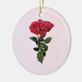 Rote Rosen und Blätter Keramik Ornament (Links)