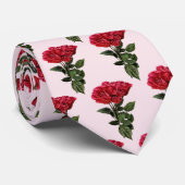 Rote Rosen und Blätter Krawatte (Gerollt)