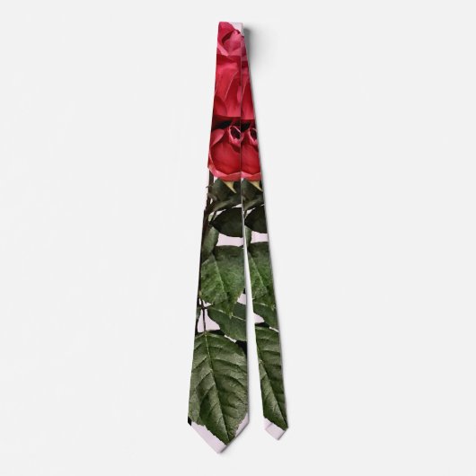 Rote Rosen und Blätter Krawatte (Vorderseite)