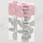 Rote Rosen und Blätter Menükarte (Vorne/Hinten)
