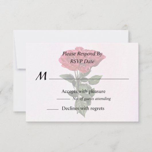 Rote Rosen und Blätter RSVP Karte (Vorderseite)