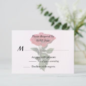 Rote Rosen und Blätter RSVP Karte (Stehend Vorderseite)