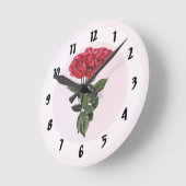 Rote Rosen und Blätter Runde Wanduhr (Winkel)