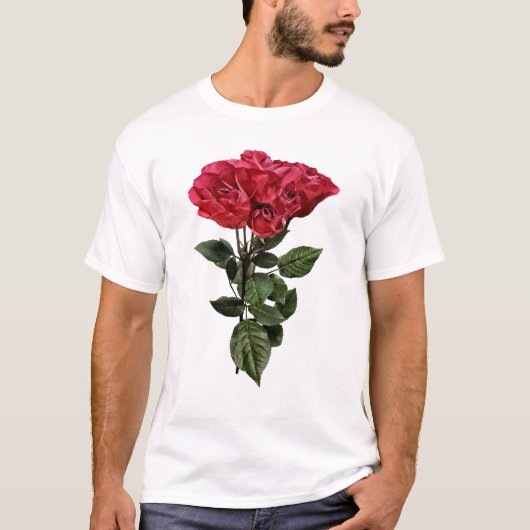 Rote Rosen und Blätter T-Shirt (Vorderseite)