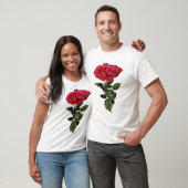 Rote Rosen und Blätter T-Shirt (Unisex)