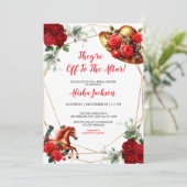 Rote Rosen und Brautdusche Feiertagskarte (Stehend Vorderseite)