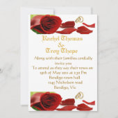 Rote Rosen und Ehering Einladung (Vorderseite)