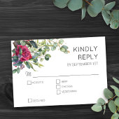 Rote Rosen und Eukalyptus Floral Wedding RSVP