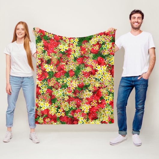 Rote Rosen und Frangipanis, mittelfläschchen Fleecedecke (Beispiel)
