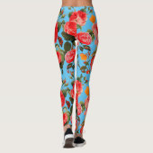 ROTE ROSEN UND GELBE SCHALTFLÄCHEN Blauer Blauer B Leggings (Rückseite)