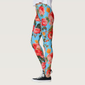 ROTE ROSEN UND GELBE SCHALTFLÄCHEN Blauer Blauer B Leggings (Links)