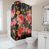 ROTE ROSEN UND GELBE SCHALTFLÄCHEN DUSCHVORHANG (Beispiel)