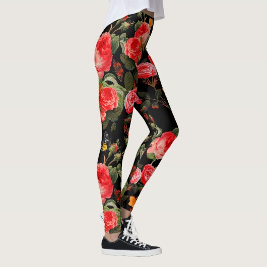 ROTE ROSEN UND GELBE SCHALTFLÄCHEN LEGGINGS (Rechts)