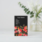 ROTE ROSEN UND GELBE SCHALTFLÄCHEN VISITENKARTE (Stehend Vorderseite)