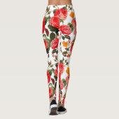 ROTE ROSEN UND GELBE SCHALTFLÄCHEN Weiße Blume Leggings (Rückseite)