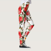 ROTE ROSEN UND GELBE SCHALTFLÄCHEN Weiße Blume Leggings (Rechts)