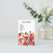 ROTE ROSEN UND GELBE SCHALTFLÄCHEN Weiße Blume Visitenkarte (Stehend Vorderseite)