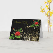 Rote Rosen und Gold Butterfly Card Karte (Gelbe Blume)