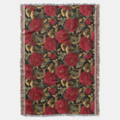 Rote Rosen und goldene Schlangen Muster Decke (Vorderseite Vertikal)