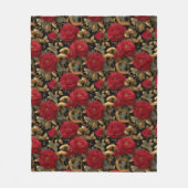 Rote Rosen und goldene Schlangen Muster Fleecedecke (Vorderseite)