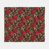 Rote Rosen und goldene Schlangen Muster Fleecedecke (Vorderseite (Horizontal))