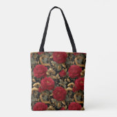 Rote Rosen und goldene Schlangen Muster Tasche (Rückseite)