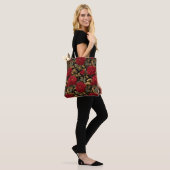Rote Rosen und goldene Schlangen Muster Tasche (Am Model)