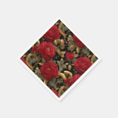 Rote Rosen und goldenes Schlangenmuster Serviette (Ecke)