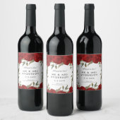 rote Rosen und Grünpflanzen Hochzeitsflasche Weinetikett (Flaschen)