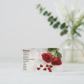 ROTE ROSEN UND HERZ-VISITENKARTEN VISITENKARTE (Stehend Vorderseite)