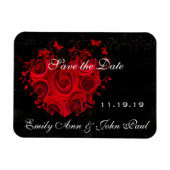 Rote Rosen und Herz-Wirbel Hochzeitsszenarien spei Magnet (Horizontal)