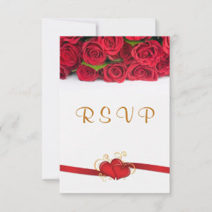 Rote Rosen und Herzen Einladung zum Hochzeitstag