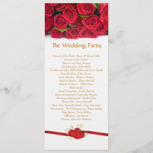 Rote Rosen- und Herzverheiratungsprogramm Programm (Rückseite)