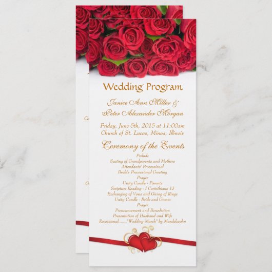 Rote Rosen- und Herzverheiratungsprogramm Programm (Vorne/Hinten)