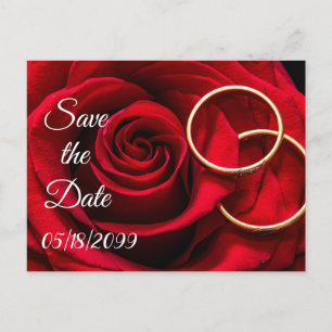 Rote Rosen und Hochzeitsraten Save the Date Ankündigungspostkarte