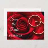 Rote Rosen und Hochzeitsraten Save the Date Ankündigungspostkarte (Vorne/Hinten)