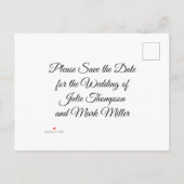 Rote Rosen und Hochzeitsraten Save the Date Ankündigungspostkarte (Rückseite)