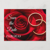 Rote Rosen und Hochzeitsraten Save the Date Ankündigungspostkarte (Vorderseite)