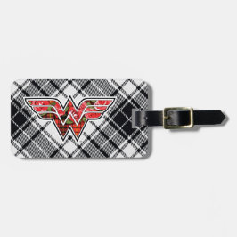 Rote Rosen und Kariertes Wonder Woman Logo Gepäckanhänger