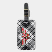 Rote Rosen und Kariertes Wonder Woman Logo Gepäckanhänger (Vorderseite vertikal)